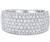 WIDE 1.34CT DIAMOND 14K WHITE GOLD ROUND MULTI ROW PAVE WEDDING ANNIVERSARY RING