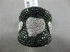 ESTATE MASSIVE 2.24CT WHITE BLACK DIAMOND 18K 2 TONE GOLD PAVE 3 HEART LOVE RING