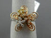 ESTATE WIDE .36CT DIAMOND 14KT WHITE YELLOW ROSE GOLD 3D STAR FLOWER LOVE RING