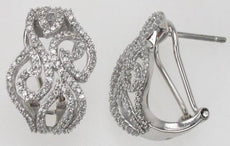 ESTATE LARGE .55CT DIAMOND 14K WHITE GOLD 3D MULTI LEAF CLIP ON HANGING EARRINGS