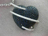LARGE 3.85CT DIAMOND & AAA SAPPHIRE 18K WHITE & BLACK GOLD 3D HEART LOVE PENDANT