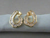 ESTATE WIDE 1.05CT DIAMOND 14KT YELLOW GOLD FLAT HOOP EARRINGS 18mm X 12mm