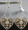 EXTRA LARGE 2.91CT DIAMOND 18K WHITE & ROSE GOLD FLOWER CLIP ON HANGING EARRINGS