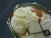 ANTIQUE LARGE .07CT DIAMOND CLASSIC LADY FLOWER CAMEO PIN PENDANT #21437