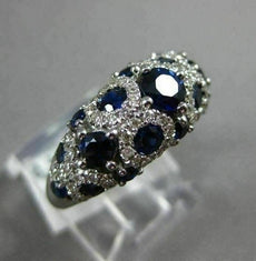ESTATE WIDE 2.37CT DIAMOND & AAA SAPPHIRE 14K WHITE GOLD 3D ETOILE FILIGREE RING