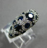 ESTATE WIDE 2.37CT DIAMOND & AAA SAPPHIRE 14K WHITE GOLD 3D ETOILE FILIGREE RING