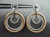 ESTATE LARGE 1.0CT DIAMOND 14K WHITE & ROSE GOLD 3D CIRCLE OF LIFE HOOP EARRINGS