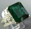 LARGE 4.70CT DIAMOND & AAA EMERALD 14KT WHITE GOLD 3D FILIGREE ENGAGEMENT RING