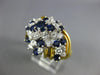 ESTATE LARGE 2.0CT DIAMOND & AAA SAPPHIRE 18KT 2 TONE GOLD 3D FLOWER FUN RING