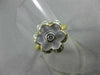 ANTIQUE WIDE .20CT DIAMOND & AAA WHITE QUARTZ 18K 2 TONE GOLD FLOWER RING #21715