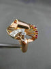ANTIQUE .30CT OLD MINE DIAMOND & RUBY 14KT WHITE & ROSE GOLD FLOWER RING #21170