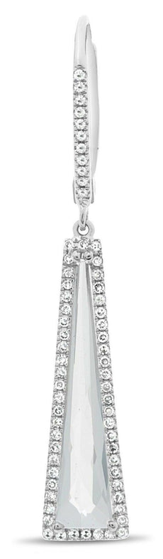3.07CT DIAMOND & AAA WHITE TOPAZ 14KT WHITE GOLD 3D TRIANGULAR HANGING EARRINGS