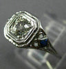 ANTIQUE .53CT DIAMOND & AAA SAPPHIRE 18K WHITE GOLD SQUARE ENGAGEMENT RING 26026