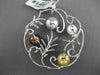 ESTATE LARGE 1.30CT DIAMOND & MULTI COLOR PEARL 18K WHITE GOLD FLOATING PENDANT
