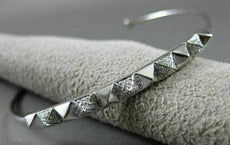 ESTATE .20CT DIAMOND 14KT WHITE GOLD PYRAMID SPIKE FLEXIBILE FUN BANGLE BRACELET