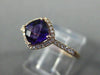 ESTATE 1.02CT DIAMOND & AAA AMETHYST 14KT ROSE GOLD 3D CUSHION FUN LOVE RING