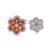 2.13CT DIAMOND & AAA ORANGE SAPPHIRE 14KT WHITE GOLD 3D DOUBLE FLOWER LOVE RING