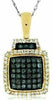 ESTATE .50CT WHITE & BLUE DIAMOND 14KT YELLOW GOLD SQUARE HALO FLOATING PENDANT