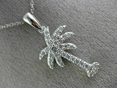 ESTATE .47CT DIAMOND 14KT WHITE GOLD 3D PAVE PALM TREE FLOATING PENDANT #26032