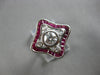 LARGE 1.17CT DIAMOND & AAA RUBY 18KT WHITE GOLD ENGAGEMENT RING 28179