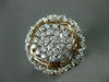 ESTATE EXTRA LARGE 1.50CT DIAMOND 14KT WHITE & ROSE GOLD CLUSTER MULTI ROW RING