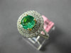 ESTATE LARGE 2.07CT DIAMOND & AAA EMERALD 18KT 2 TONE GOLD ROUND ENGAGEMENT RING