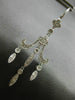 ANTIQUE LONG .50CT DIAMOND 14KT WHITE GOLD 3D FILIGREE HANGING EARRINGS #19857