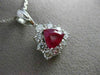 ESTATE LARGE 3.12CT DIAMOND & RUBY 18K WHITE GOLD TRILLION HALO FLOATING PENDANT