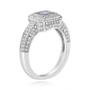 1.58CT DIAMOND & AAA PINK AMETHYST 14KT WHITE GOLD CUSHION CUT & ROUND HALO RING