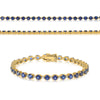 6.90CT DIAMOND & AAA SAPPHIRE 14KT YELLOW GOLD 3D ROUND ETERNITY TENNIS BRACELET