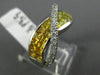 WIDE 3.02CT DIAMOND & AAA YELLOW SAPPHIRE 14K WHITE GOLD CRISS CROSS X LOVE RING