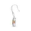 4.23CT DIAMOND & AAA ORANGE SAPPHIRE 18K WHITE GOLD OVAL FLOWER HANGING EARRINGS