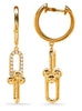 .16CT DIAMOND 14K YELLOW GOLD DOUBLE HORSESHOE LOVE KNOT HUGGIE HANGING EARRINGS