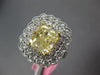 LARGE 5.57CT WHITE & FANCY YELLOW DIAMOND 18K 2 TONE GOLD FLOWER ENGAGEMENT RING