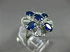 ESTATE LARGE 2.48CT DIAMOND & SAPPHIRE 18K WHITE GOLD 3D SQUARE FLOWER LOVE RING