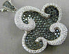 LARGE 1.97CT WHITE & BLACK DIAMOND 18KT WHITE GOLD FLOWER WAVE PENDANT & CHAIN