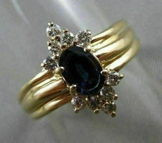 ESTATE .90CT DIAMOND & AAA OVAL SAPPHIRE 14KT YELLOW GOLD ENGAGEMENT RING #19569