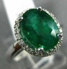LARGE 3CT DIAMOND & AAA COLOMBIAN EMERALD 14K WHITE GOLD 3D HALO ENGAGEMENT RING