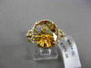 ESTATE LARGE 4.35CT DIAMOND & AAA EXTRA FACET CITRINE 14KT WHITE GOLD HALO RING