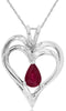 .50CT AAA RUBY 14KT WHITE GOLD 3D PEAR SHAPE SOLITAIRE DOUBLE HEART LOVE PENDANT