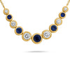 1.73CT DIAMOND & AAA SAPPHIRE 14K YELLOW GOLD 11 STONE BEZEL ADJUSTABLE NECKLACE