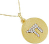 ESTATE .10CT DIAMOND 14KT YELLOW GOLD 3D CIRCULAR CHAI LIFE FLOATING PENDANT
