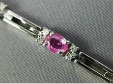 ESTATE 5.66CT DIAMOND & EXTRA FACET PINK SAPPHIRE 14K WHITE GOLD TENNIS BRACELET