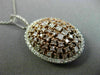 ESTATE LARGE 2.01CT WHITE & PINK DIAMOND 18K 2 TONE GOLD 3D CLUSTER OVAL PENDANT