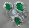 ESTATE 2.93CT DIAMOND & AAA EMERALD 14KT WHITE GOLD 3D OVAL 3 STONE TENSION RING