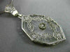 ANTIQUE LARGE WHITE QUARTZ 14KT WHITE GOLD 3D VICTORIAN FILIGREE PENDANT #19784