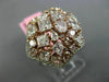 ESTATE LARGE 5.29CT WHITE & PINK DIAMOND 18KT 2 TONE GOLD 3D FLOWER CLUSTER RING