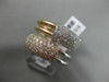 ESTATE LARGE 1.01CT DIAMOND 18K WHITE & ROSE GOLD MULTI ROW RECTANGULAR FUN RING