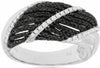 ESTATE WIDE .70CT WHITE & BLACK DIAMOND 14KT WHITE GOLD MULTI ROW WAVE FUN RING