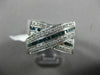 ESTATE LARGE .60CT WHITE & BLUE DIAMOND 14K WHITE GOLD CRISS CROSS LOVE FUN RING